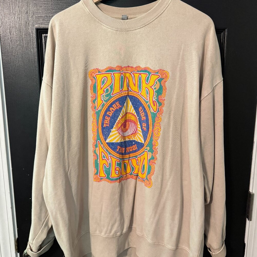 Womens Oversized Pink Floyd Cream Multi Sweatshirt XXL - Picture 1 of 3